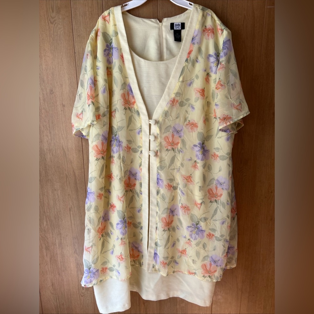 Studio 1940 Floral Mini Dress - Yellow, Purple, Orange